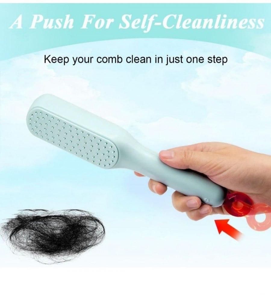 Self-Cleaning Anti-Static Hair Massage Comb (Pack of 1) | Detangling Brush for Adults & Kids