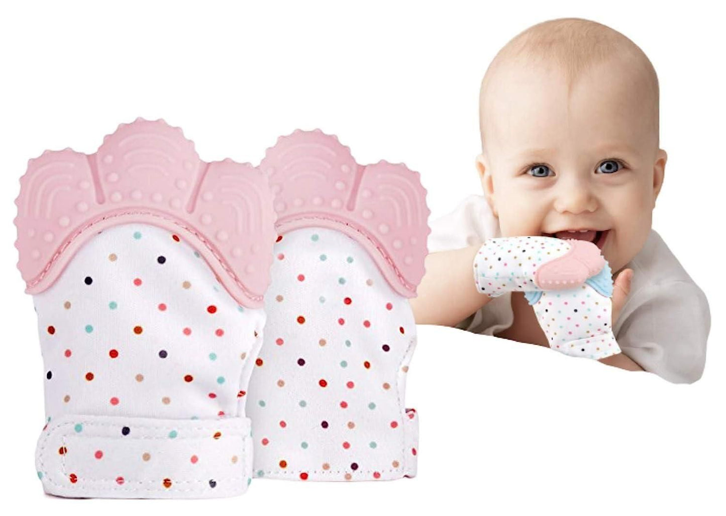 Silicone Baby Teething Mitten | Self-Soothing Teether Glove Toy for Infants, Safe Chew Mitt for Teething Relief & Gum Massage