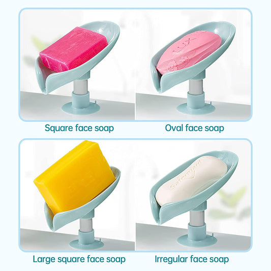 Soap Holder-Leaf Shape Self Draining Soap Holder With Suction Cup (Pack of 1)