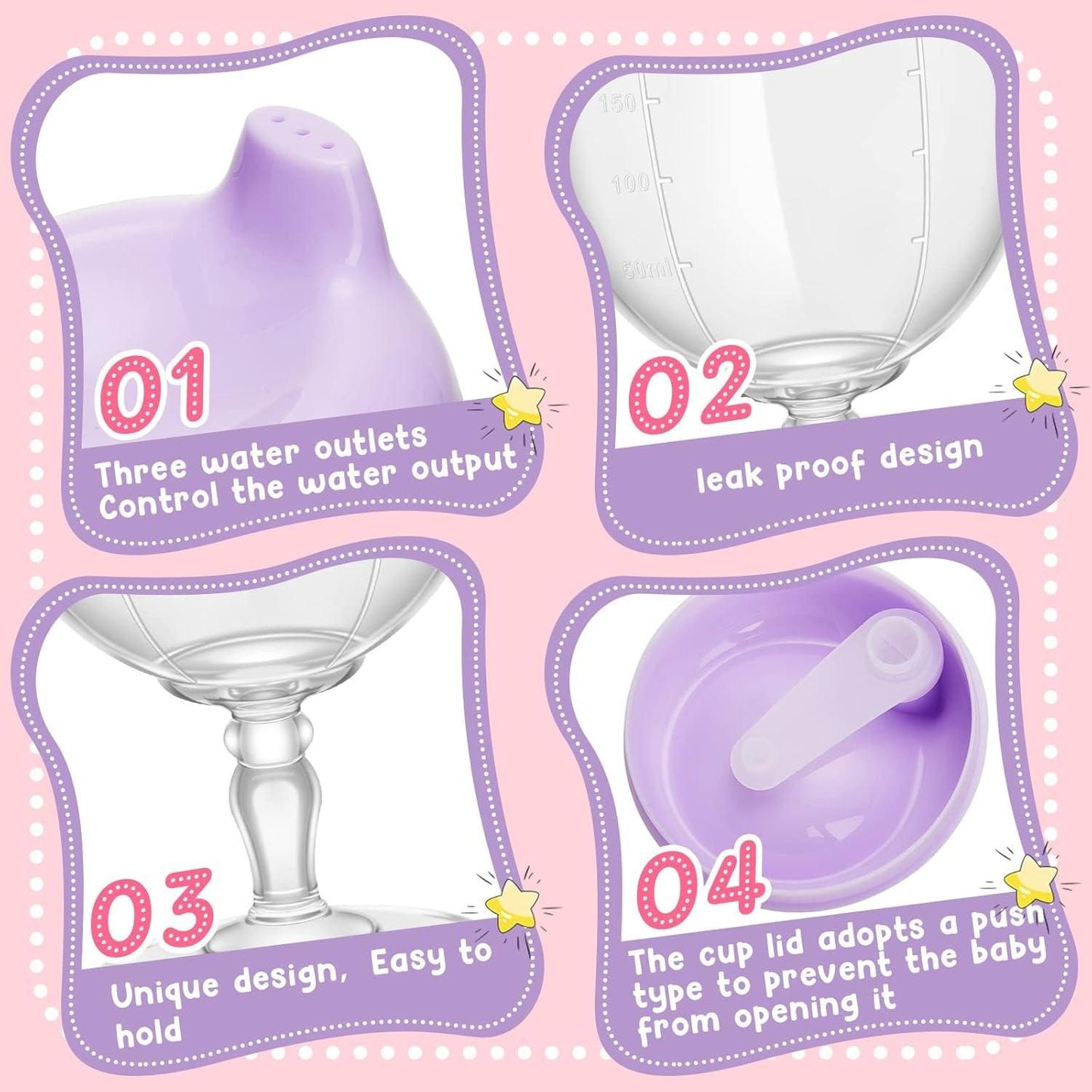 Baby Sippy Cup Plastic Stemware for Toddlers & Kids | Spill-Proof, BPA-Free & Easy-to-Hold