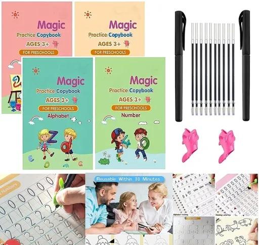 Magic Practice Copybook for Kids | Reusable Writing Book with Evaporative Ink Pen for Handwriting, Drawing & Learning