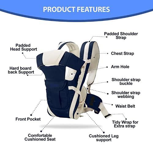 Baby Carrier Bag/Adjustable Hands Free 4 in 1 Baby/Baby safety Belt/Child Safety Strip/Baby Sling Carrier Bag/Baby Back Carrier Bag (Black) Front Carry Facing
