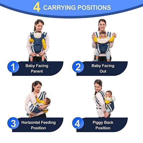 Baby Carrier Bag/Adjustable Hands Free 4 in 1 Baby/Baby safety Belt/Child Safety Strip/Baby Sling Carrier Bag/Baby Back Carrier Bag (Black) Front Carry Facing