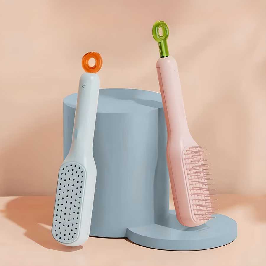 Self-Cleaning Anti-Static Hair Massage Comb (Pack of 1) | Detangling Brush for Adults & Kids