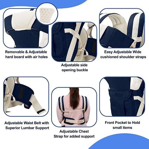 Baby Carrier Bag/Adjustable Hands Free 4 in 1 Baby/Baby safety Belt/Child Safety Strip/Baby Sling Carrier Bag/Baby Back Carrier Bag (Black) Front Carry Facing