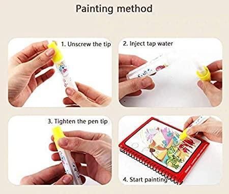 Reusable Magic Water Drawing Book for Kids | Educational Coloring Activity Book with Water Pen