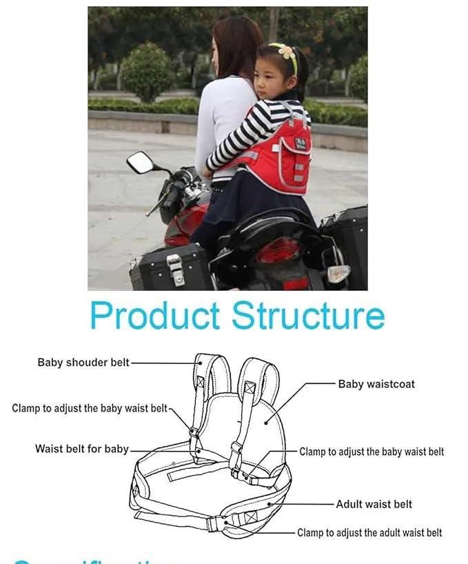 Baby Safety Belt for 2 Wheeler | Adjustable Harness Seat Belt for Scooters & Bikes