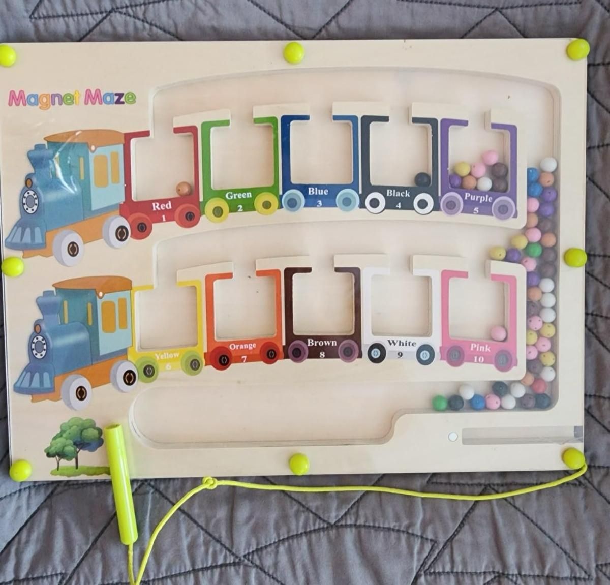 Magnetic Color & Number Maze | Montessori Wooden Puzzle Game Board for Kids’ Learning & Early Education