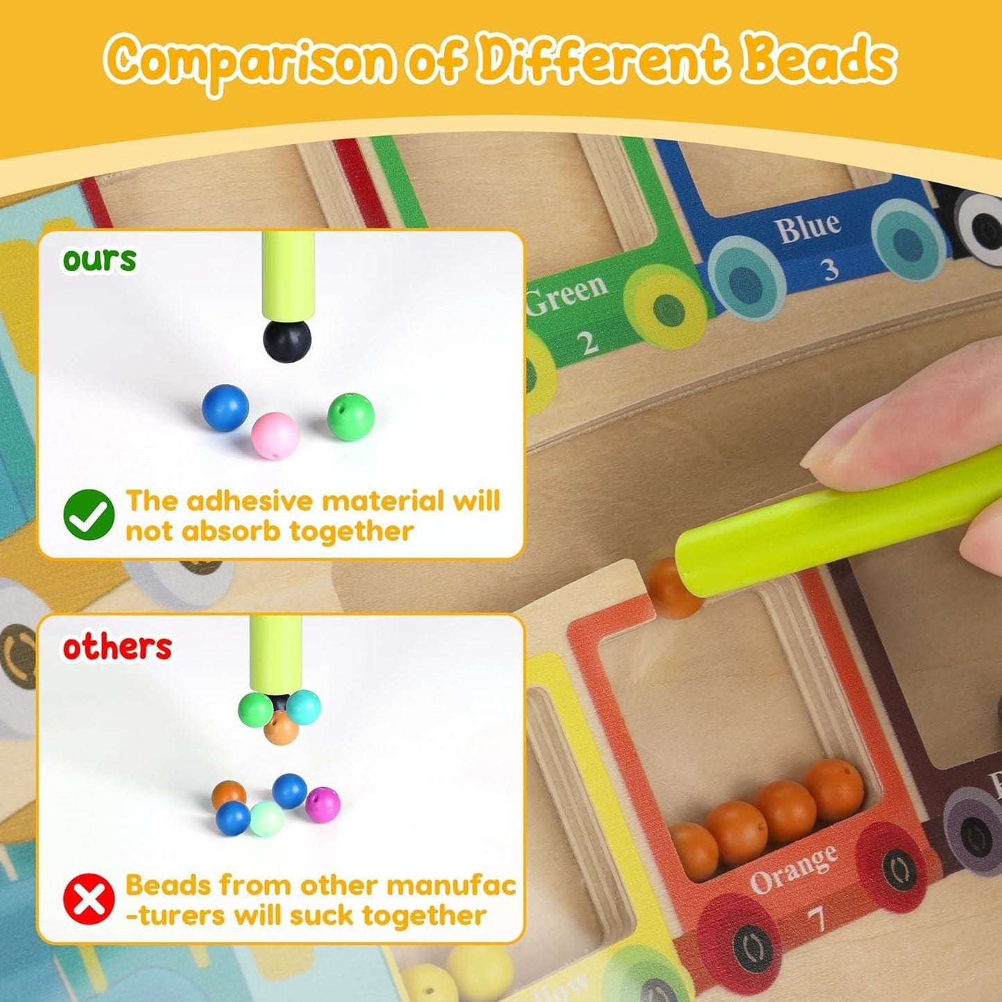 Magnetic Color & Number Maze | Montessori Wooden Puzzle Game Board for Kids’ Learning & Early Education
