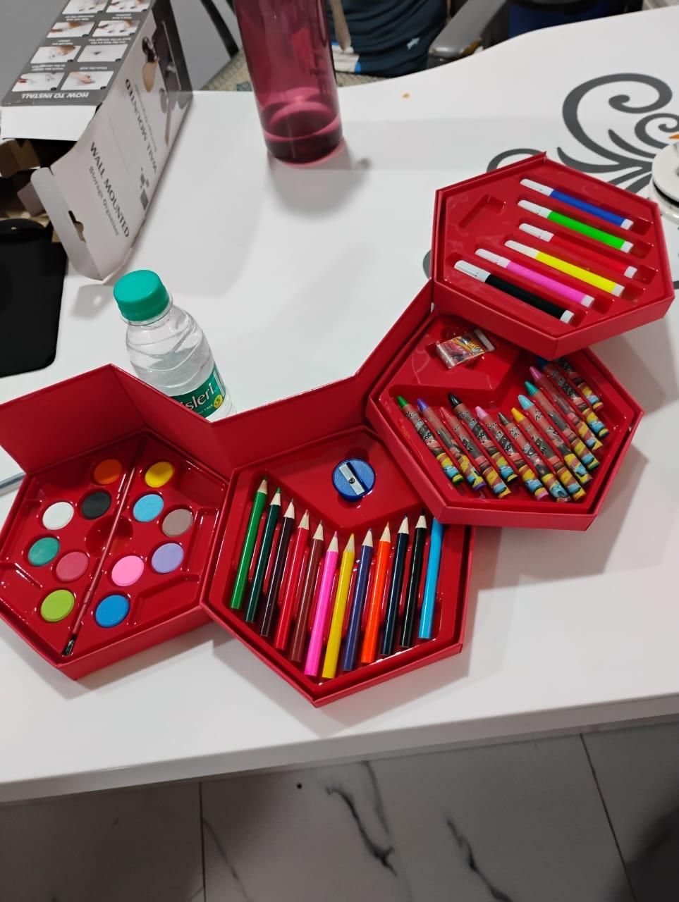 46 Pcs Color Set Box | Complete Art & Craft Kit with Crayons, Sketch Pens, Oil Pastels, Pencils & Paints for Kids & Artists