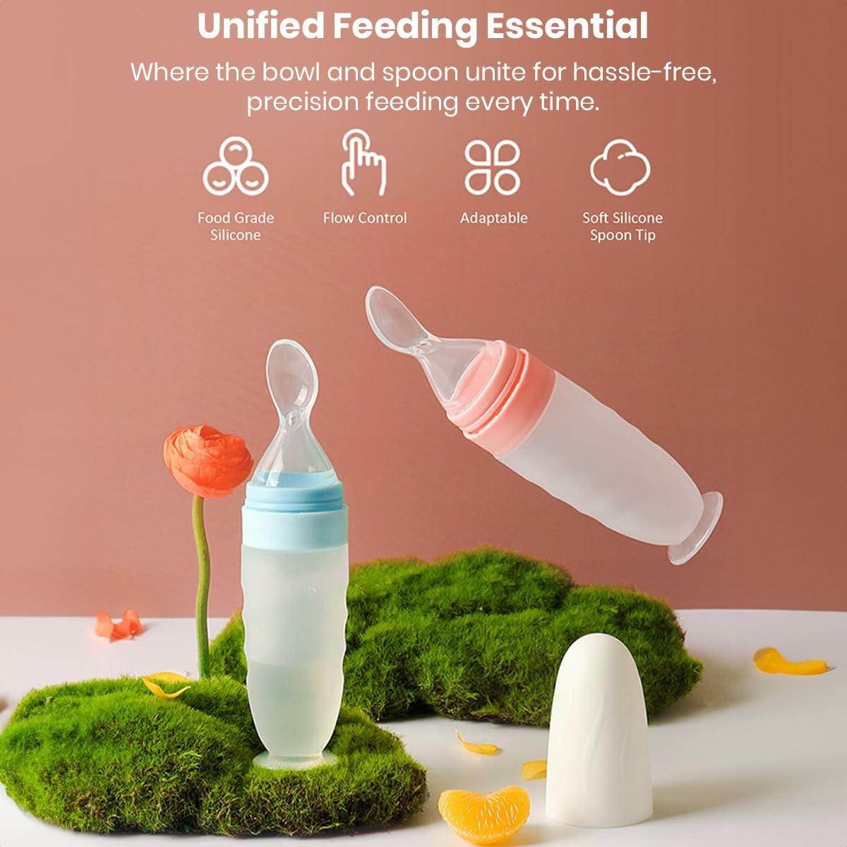 Premium Baby Food Squeeze Feeder Spoon | Soft Silicone Feeding Bottle with Spoon for Infants & Toddlers