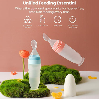 Premium Baby Food Squeeze Feeder Spoon | Soft Silicone Feeding Bottle with Spoon for Infants & Toddlers