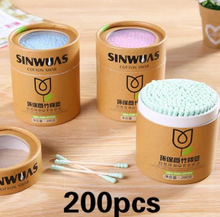 Cotton Swabs (200 Pcs) | Soft Cotton Buds with Wooden Sticks for Ear Cleaning, Makeup, Baby Care & First Aid