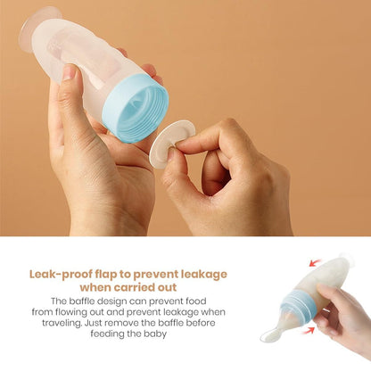 Premium Baby Food Squeeze Feeder Spoon | Soft Silicone Feeding Bottle with Spoon for Infants & Toddlers
