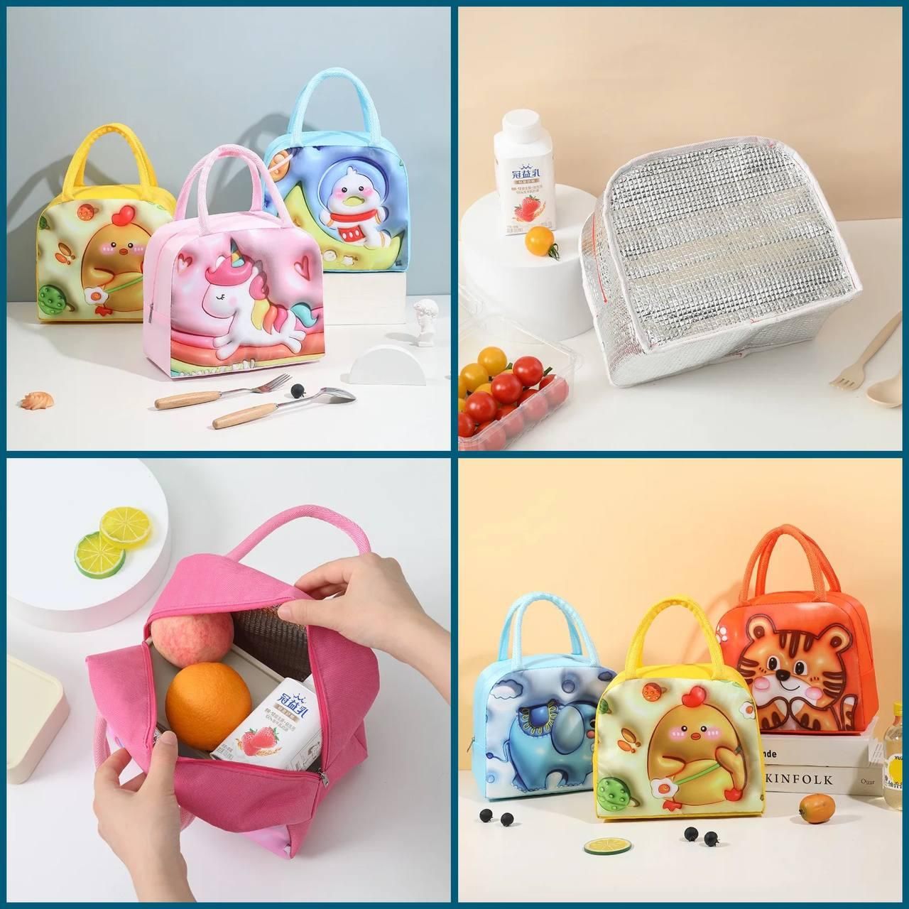 3D Cartoon Lunch Bag for Kids | Insulated School Lunch Box with Cute Animal & Cartoon Designs