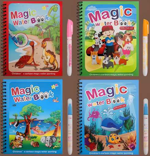 Reusable Magic Water Drawing Book for Kids | Educational Coloring Activity Book with Water Pen