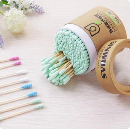 Cotton Swabs (200 Pcs) | Soft Cotton Buds with Wooden Sticks for Ear Cleaning, Makeup, Baby Care & First Aid