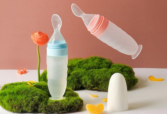 Premium Baby Food Squeeze Feeder Spoon | Soft Silicone Feeding Bottle with Spoon for Infants & Toddlers