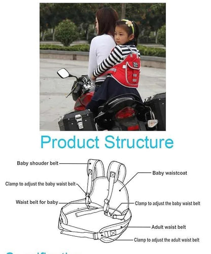 Baby Safety Belt for 2 Wheeler | Adjustable Harness Seat Belt for Scooters & Bikes