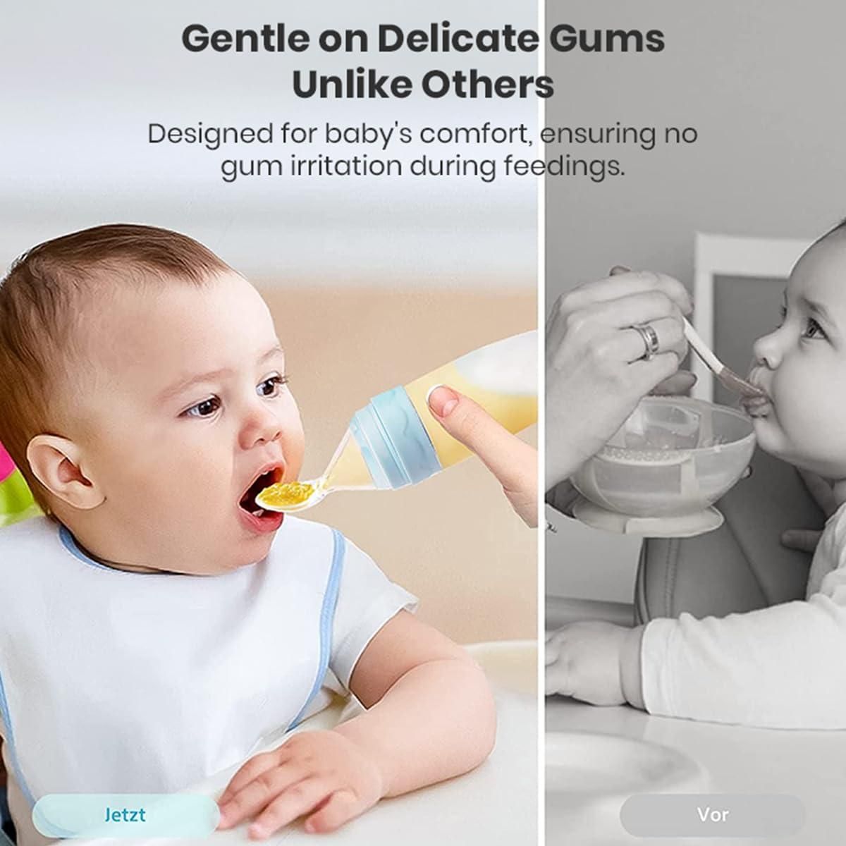 Premium Baby Food Squeeze Feeder Spoon | Soft Silicone Feeding Bottle with Spoon for Infants & Toddlers