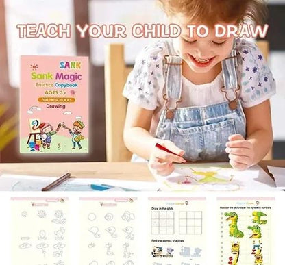 Magic Practice Copybook for Kids | Reusable Writing Book with Evaporative Ink Pen for Handwriting, Drawing & Learning