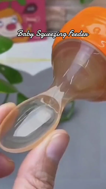 Premium Baby Food Squeeze Feeder Spoon | Soft Silicone Feeding Bottle with Spoon for Infants & Toddlers