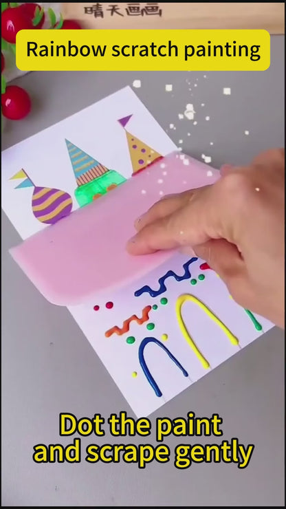 DIY Rainbow Scratch Dot Art Painting Kit for Kids – Creative Fun with Colors