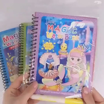 Reusable Magic Water Drawing Book for Kids | Educational Coloring Activity Book with Water Pen